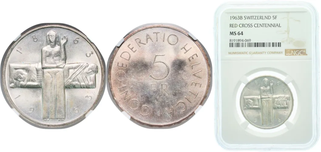 5 Francs (Red Cross) 1963 B (NGC MS 64) - Switzerland | Coins NB