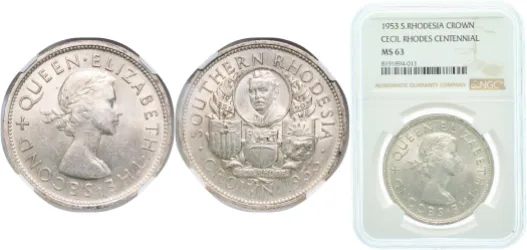 1 Crown - Elizabeth II (Cecil Rhodes) 1953 (NGC MS 63) - Southern