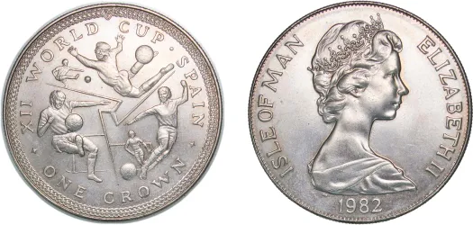 1 Crown - Elizabeth II (World Cup) 1982 PM-Isle of Man | Coins NB