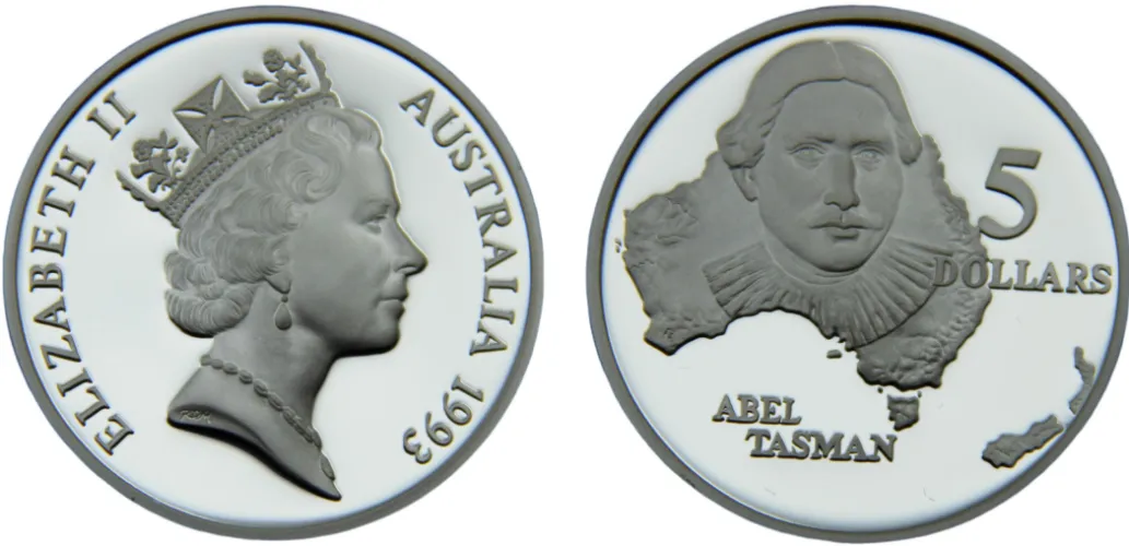 1993 5 Dollars Australian Explorers Series 1, Abel Tasman (PF