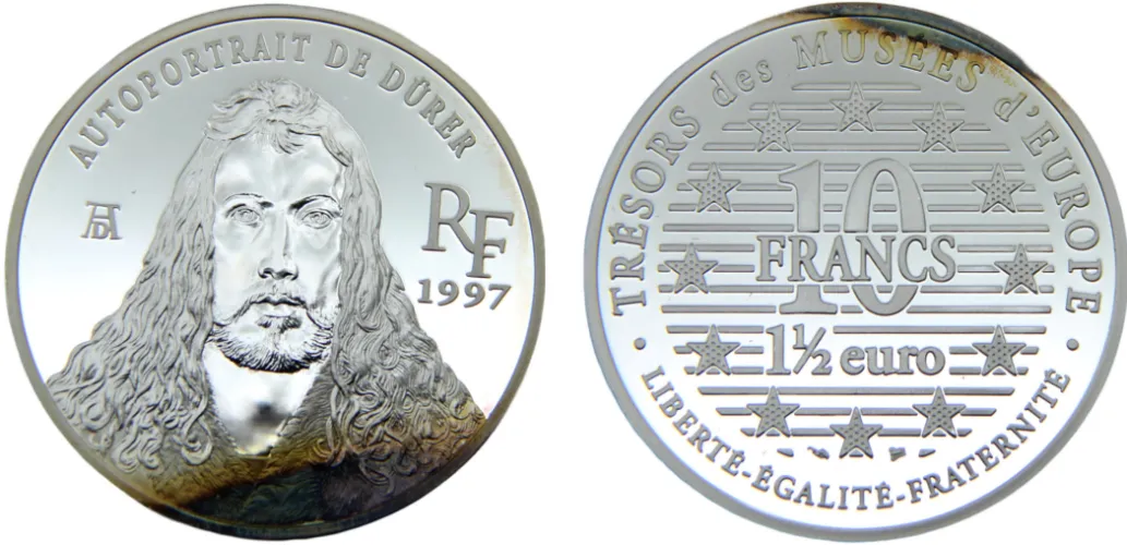 1997 10 Francs / 1½ Euro Museum Treasures, Dürer-France | Coins NB