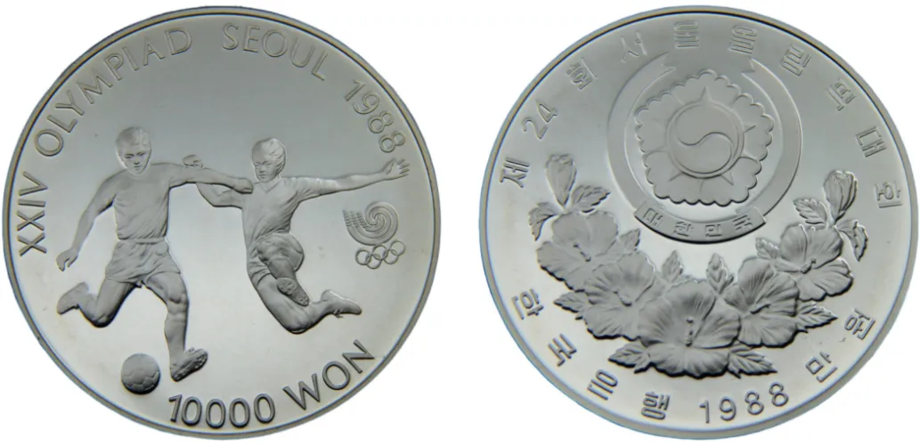 1988 10000 Won Olympic Games 1988 in Seoul, Soccer (PF) - (Mintage