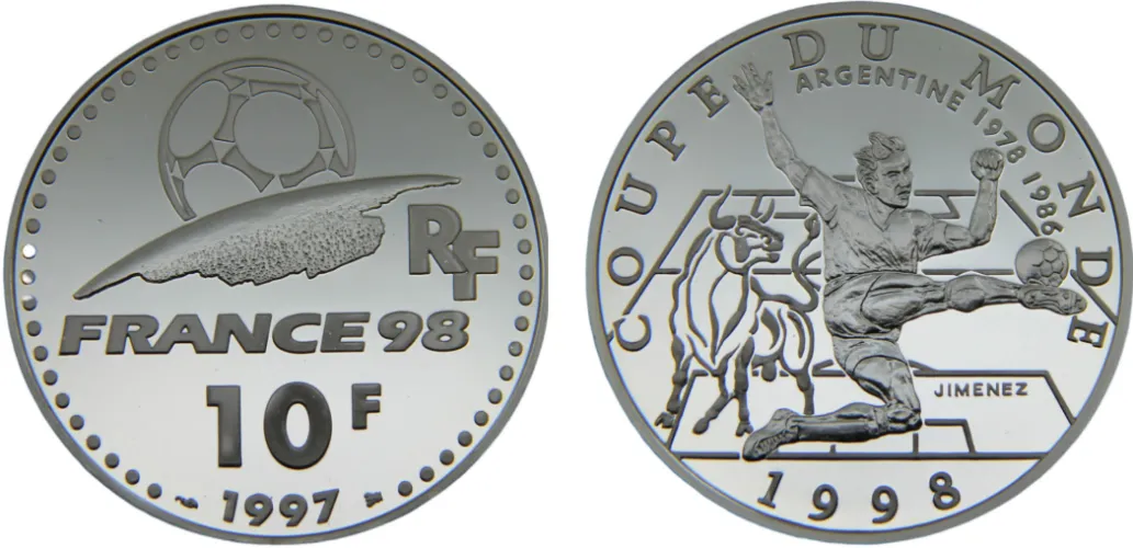 1997 10 Francs World Cup 98, Argentine-France | Coins NB - Auction