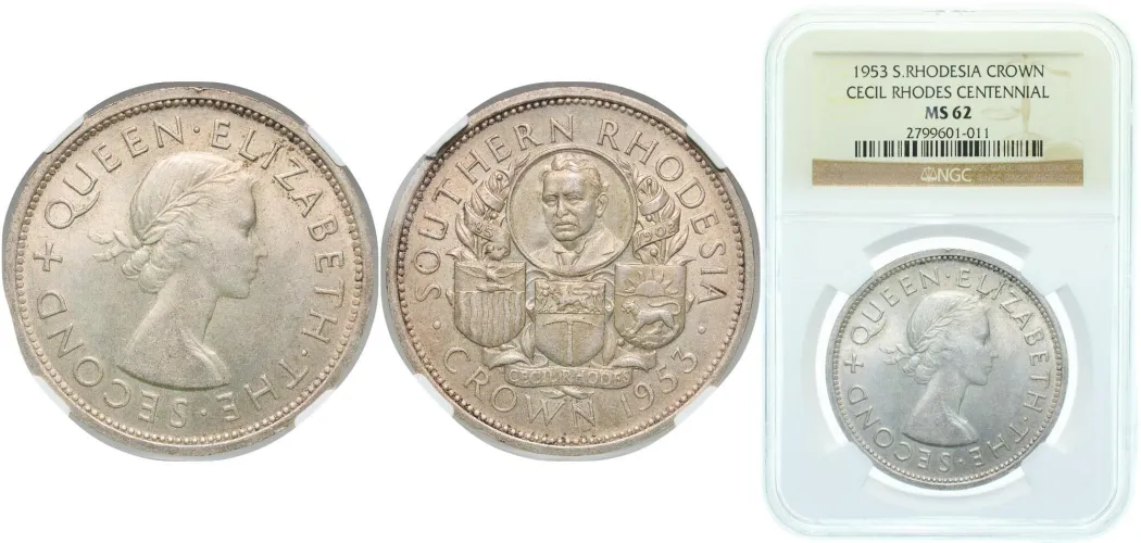 1 Crown - Elizabeth II (Cecil Rhodes) 1953 (NGC MS 62) - Royal