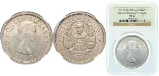 1 Crown - Elizabeth II (Cecil Rhodes) 1953 (NGC MS 63) - Southern