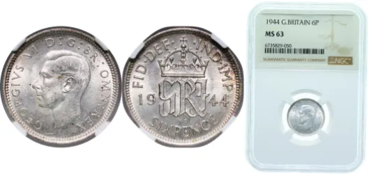 6 Pence - George VI (1st coinage) 1944 (NGC MS 63) - Royal Mint
