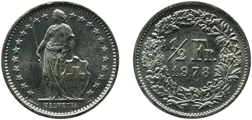 ½ Franc (Helvetia standing; copper-nickel) 1978 (BU) - Bern Mint