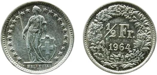 20 Rappen (Libertas; copper-nickel) 1960 B (UNC) - Bern Mint