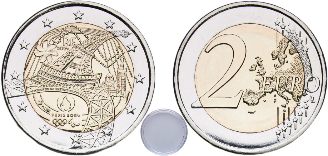 2 Euros (JO 2024 Paris) With a Plastic Capsule 2024 (UNC) - Paris