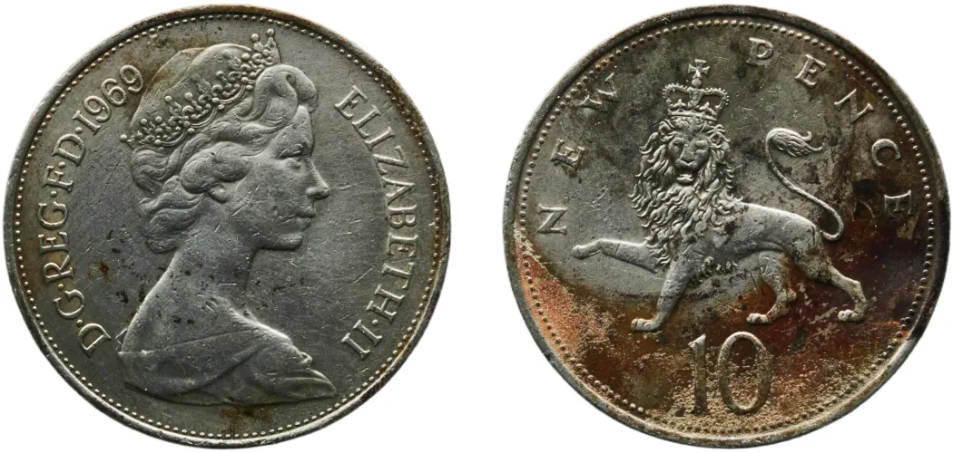 10 New Pence - Elizabeth II (2nd portrait) 1969 (XF) - Royal Mint