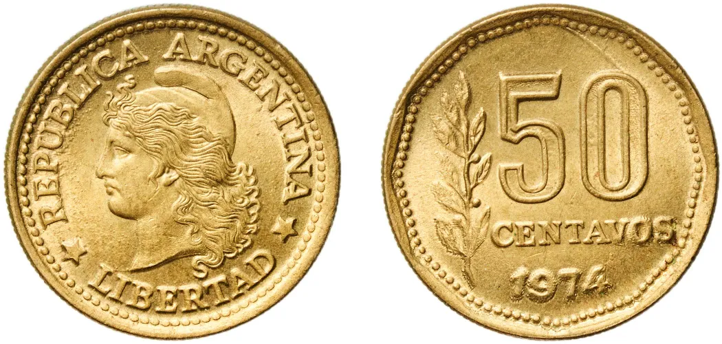 50 Centavos 1974 (UNC) - Buenos Aires Mint - Argentina | Coins NB