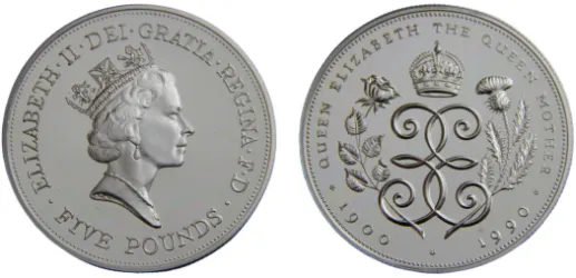 1990 5 pounds 90th anniversary of the birth of the Queen Mother