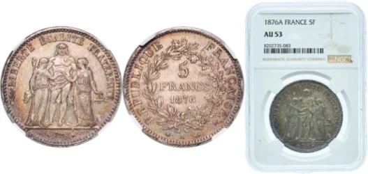 フランス 5 FRANCS 1876年 銀貨 1876 A France 5 Francs - .900 Silver - 37mm (2) | eBay