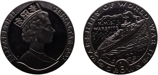 1 Crown - Elizabeth II (Queen Mother) 1980-Gibraltar | Coins NB