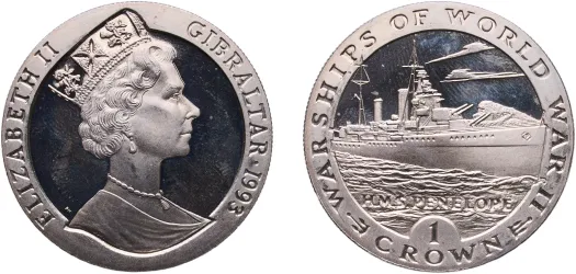 GIBRALTAR ELIZABETH II CROWN 銀貨 1980年 1 Crown - Elizabeth II (Admiral Lord Nelson; Silver Proof