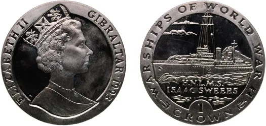 1 Crown - Elizabeth II (U.S.S. Philadelphia) 1993 (UNC) - Pobjoy