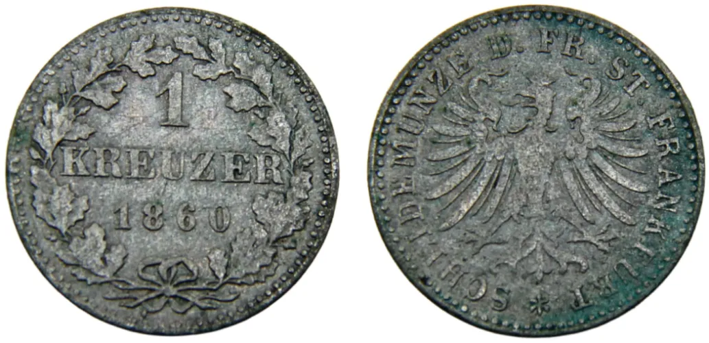 1860 1 Kreuzer (XF) - Germany | Coins NB - Auction - CoinsNB E-Auction
