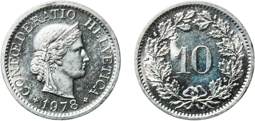 イノサンの泉ニンフレリーフ 10 Rappen (Libertas; copper-nickel) 1978 (UNC) - Bern Mint