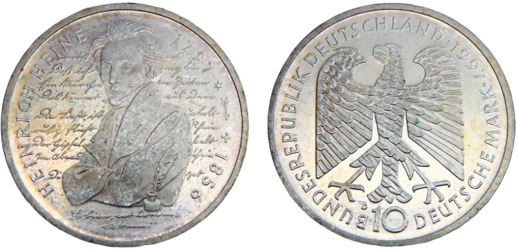 1997 D 10 Deutsche Mark 200th Birth Anniversary - Heinrich Heine