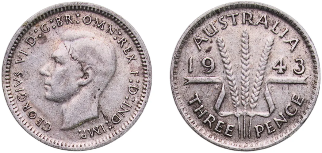 3 Pence - George VI 1943 (XF) - Denver Mint - Australia | Coins NB