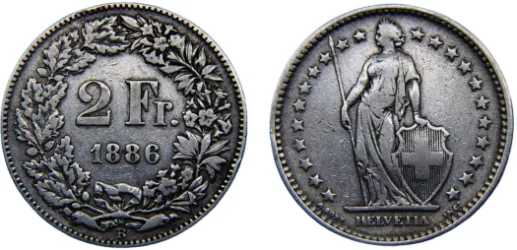 1 Franc (Helvetia standing; silver) 1965 B-Switzerland | Coins NB