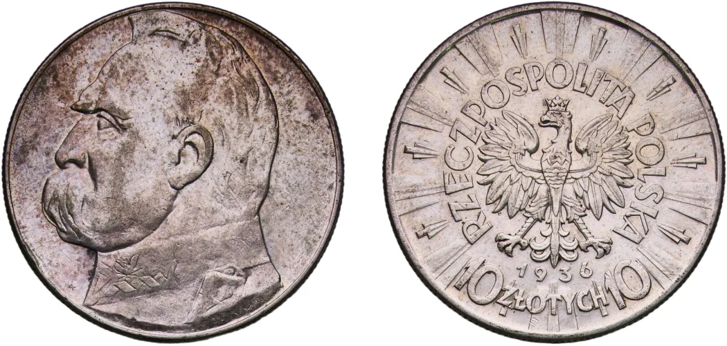 10 Złotych (Józef Piłsudski) 1936 (XF) - Mint of Poland - Poland