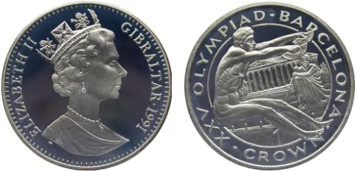 1 Crown - Elizabeth II (Queen Mother) 1980-Gibraltar | Coins NB